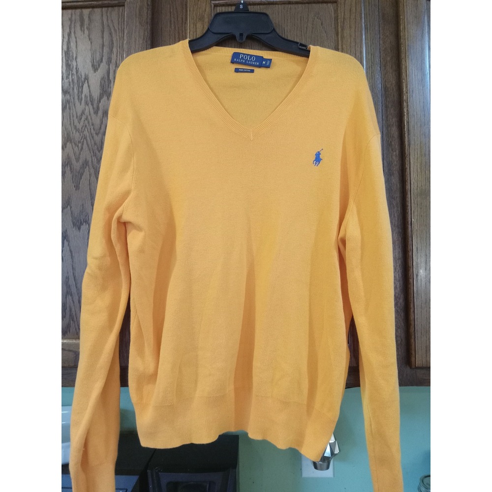 Polo Ralph Lauren Medium orange\canrelope color Pima Cotton V-Neck Sweater